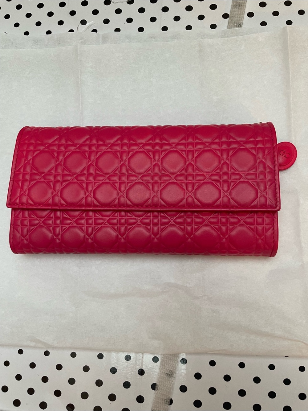 Christian Dior 2014 Pink & Orange Lambskin Cannage Rendezvous WOC Crossbody